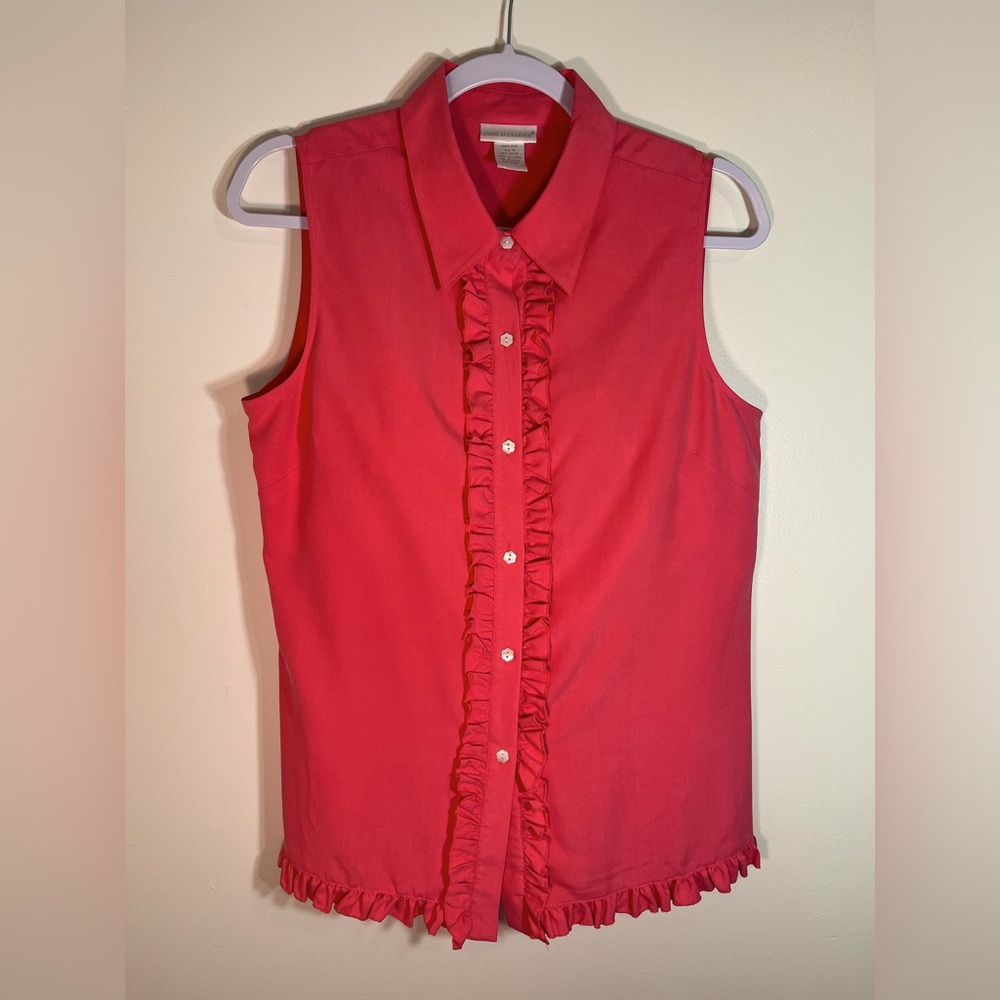 Annie Alexander Silk Coral Sleeveless Top M